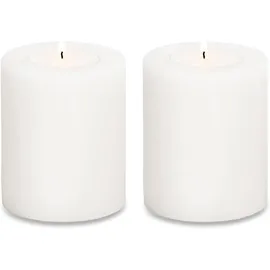 Edzard 2er-Set Teelichthalter Dauerkerze Cornelius (Höhe 9 cm, Ø 8 cm), weiß, hitzebeständig bis 90°, gefertig aus hochwertigen PE-HD Kunststoff
