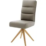 DeLife Polsterstuhl Pela-Flex, Holzgestell kantig Natur Echt-Leder Schlamm Taschenfederkern grau 46 cm x 104 cm x 63 cm