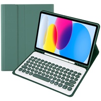 Bueuwe Tastatur Hülle für Samsung Galaxy Tab S6 Lite 10.4" 2022/2020, QWERTY-Englisch-Layout, Schlanke Standabdeckung, Abnehmbare Kabellose Bluetooth-Tastatur,Deep Green