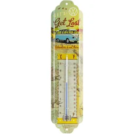 Nostalgic-Art Nostalgic Art - Thermometer Innen - Außen VW Bulli Let's Get Lost Flüssigkeitsumgebungs-Thermometer Drinnen/Draußen Mehrfarbig