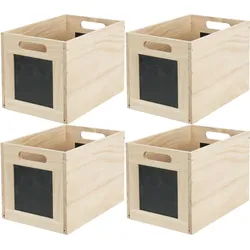 4x Holzbox Aufbewahrungsbox Holzkiste 30x20cm Tafel Holz Organizer Küche