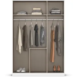 Rauch Möbel BRISTOL Drehtürenschrank Kleiderschrank, Schrank Garderobe 3-türig, 1 Spiegeltüre, 2 Schubladen, Farbe Grau metallic, Schwarz, Griffprofil Grau metallic, Push-to-Open 136x197x54cm
