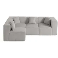 Lisa Design Arty - modulares Ecksofa links 5-Sitzer - Cord , Hellgrau - Hellgrau