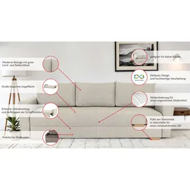 Home Affaire 3-Sitzer HOME AFFAIRE "MAGHERA 230 cm - OTTO. Verlässliche Qualität.", beige, B:230cm H:79cm T:92,5cm, 100% Polyester, Sofas, Schlafsofa, Bettkasten, pflegeleicht