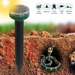 Solar-Maulwurfvertreiber, Murmeltiervertreiber, Ultraschall- und solarbetriebener Tiervertreiber für den Rasen schwarz