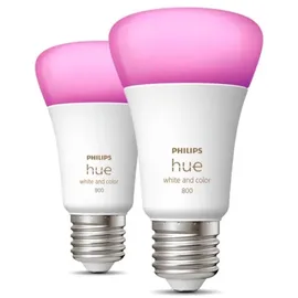 Philips Hue White and Color Ambiance 800 LED-Bulb E27 6.5W, 2er-Pack (929002489602)