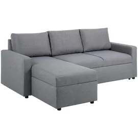 VCM ebuy24 Sander Schlafsofa mit Ottomane Aufbewahrung und Auszug Hellgrau