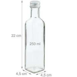 Relaxdays Flaschen zum Befüllen, 10er Set, leere Glasflaschen, für Likör, Öl, Saft, Schnapsflaschen, 250 ml, transparent