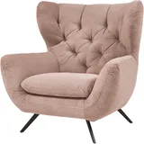 Candy Sessel 3C CANDY "Beatrice Ohrensessel mit Knopfheftung im Rücken", rosa (rosé), B:100cm H:106cm T:95cm, Samt-Optik (100% Polyester), Sessel, Sessel, bequemer Retro Solitärsessel auch in Cord und Fellimitat