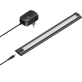 ledscom.de LED Unterbau-Leuchte SIRIS schwarz matt mit Netzteil, flach, 30cm, 370lm, weiß