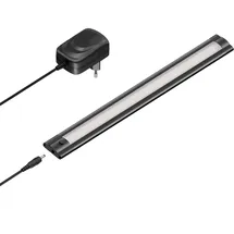 ledscom.de LED Unterbau-Leuchte SIRIS schwarz matt mit Netzteil, flach, 30cm, 370lm, weiß