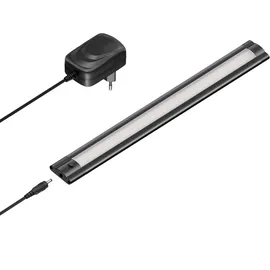 ledscom.de LED Unterbau-Leuchte SIRIS schwarz matt mit Netzteil, flach, 30cm, 370lm, weiß