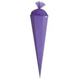 ROTH Bastelschultüte mit Verschluss, 850 mm, lila sechseckig - Schultüte Stabiler Rot(h)-Spitze mit Tüll-Verschluss