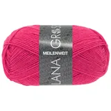 LANA GROSSA MEILENWEIT 50 g UNI 4-fach Sockenwolle mit 80% Schurwolle 210 m, Farbe:1420 - Himbeer