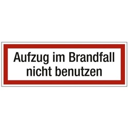 Marahrens Sicherheitskennzeichen »Textschild: Aufzug im Brandfall nicht benutzen« 14,8 x 0 rot, 14.8x5.2 cm