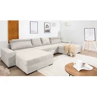 Wohnlandschaft COLLECTION AB "Josy XXXL-Relax U-Form, B: 352 cm", beige, B:352cm H:41cm T:161cm, 100%Polyester, Sofas, Wohnlandschaft, mit Bettfunktion, Bettkasten & 2 Nackenkissen, Federkern, Topseller