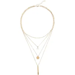 Kette mit Anhänger LASCANA, Damen, Gr. Metall, gold (goldfarben), glänzend, modisch, Halsketten, Vierreihiges Kettenset mit Anhänger, Halskette, Halsschmuck