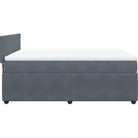 vidaXL Boxspringbett mit Matratze Dunkelgrau 140x200 cm Samt