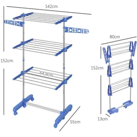 Homcom Wäscheständer 1,52 m blau