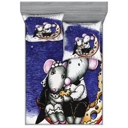 Bettwäsche bedrucktes 3-teiliges Bettwäscheset, Abakuhaus, Microfaser, Maus Valentines Paar Hochzeit bunt 160 cm x 200 cm