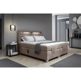 Fun Möbel Boxspringbett Elektrisch Bett DAVIDE 200x200cm in Stoff Fresh Macchiato - Braun