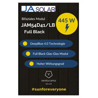 JaSolar JA Solar JAM54D41 445W Full Black – Bifazial Glas-Glas Modul
