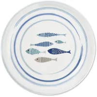 Excelsa North Sea Pizzateller aus Porzellan, Fisch-Dekor, Blau, 30,5 cm, 6 Stück