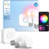 Philips Hue Essential Starter Kit Hue Bridge + 2 x Essential E27 smarte Lampe + Dimmer Switch