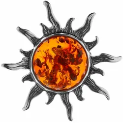 Brosche OSTSEE-SCHMUCK "Ostsee-Schmuck Brosche Sonne 28 mm Brosche Sonne 28 mm", weiß, Broschen, Damen, Silber 925 (Sterlingsilber)
