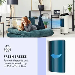 Klarstein IceWind Plus Smart 4-in-1 Luftkühler Ventilator App-Steuerung Weiß / Blau Metallic