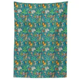 Abakuhaus Tischdecke Farbfest Waschbar Für den Außen Bereich geeignet Klare Farben, Urwald Hippo Parrot Koala und Deer bunt 140 cm x 170 cm