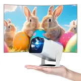 Hauskit Mini Beamer, 270° Drehbar Tragbarer Projektor, 4k Unterstützt 1080P Kurzdistanzprojektor mit Android 11.0, WiFi & Bluetooth 5.2, Smart Home Projektor, Weiß