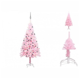 vidaXL Künstlicher Weihnachtsbaum mit LEDs & Kugeln Rosa 150 cm PVC