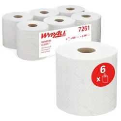 WypAll® L20 Wischtücher, 2-lagig, weiß, Reinigungstücher mit Zentralentnahme für den Wartungs- und Reinigungsbereich, 1 Paket = 6 Rollen à 550 Tücher = 3300 Tücher