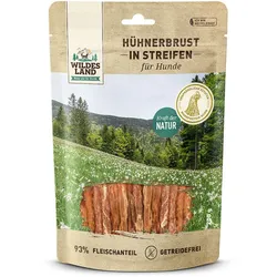 Wildes Land Hühnerbrust Streife Sparpaket 8 x 200g Hunde Snack