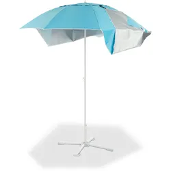 Relaxdays Strandmuschel Schirm, Sonnenschirm Strandzelt m. Tragetasche, UV 50 Sonnenschutz, Schirm HxD 210x180cm, blau