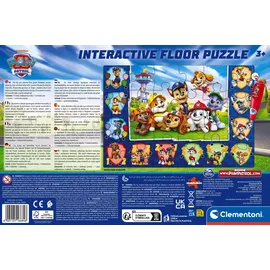 CLEMENTONI Quiz-Bodenpuzzle - Paw Patrol - Interaktives Lernspiel mit Stift, 24 Teile Puzzle für Kinder ab 3 Jahren, 62 x 42 cm, 16684