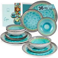 sänger Capri Tafelservice 36-tlg. türkis/blau mit grauem Rand