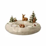 GOEBEL "Winterwald, Weihnachtsdeko", bunt, B:27cm H:14cm, Steingut, Kerzenhalter, Adventskranz, Steingut