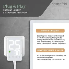 Heidenfeld Infrarotheizung HF-HP100-3, m. Thermostat, weiß, 300-1200 Watt, 10 J. Garantie (400 Watt)