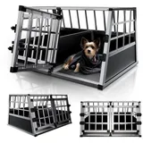 Juskys Alu Hundetransportbox L-X 89 x 70 x 51 cm Schwarz/Silber