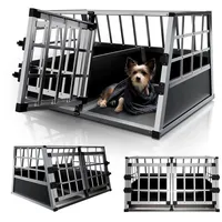 Juskys Alu Hundetransportbox L-X 89 x 70 x 51 cm Schwarz/Silber