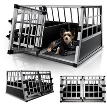 Juskys Alu Hundetransportbox L-X 89 x 70 x 51 cm Schwarz/Silber