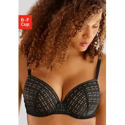 Push-up-BH S.OLIVER "Noelle", Damen, Gr. 80, Cup C, schwarz, Spitze, Obermaterial: 60% Polyamid, 35% Polyester, 5% Elasthan, feminin, BHs BH Push-up-BH Spitzenwäsche Spitzen-BH, aus graphischer Spitze mit Bügel, Dessous