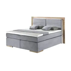 Primo Massivholz-Boxspringbett mit LED-Beleuchtung Marlow ¦ grau ¦ Maße (cm): B: 210 H: 130