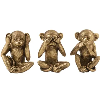 MF XXL Grösse 3 Affen Figuren Nichts Hören Nichts Sehen Nichts Sagen aus Poly antik GoldHöhe 23cm
