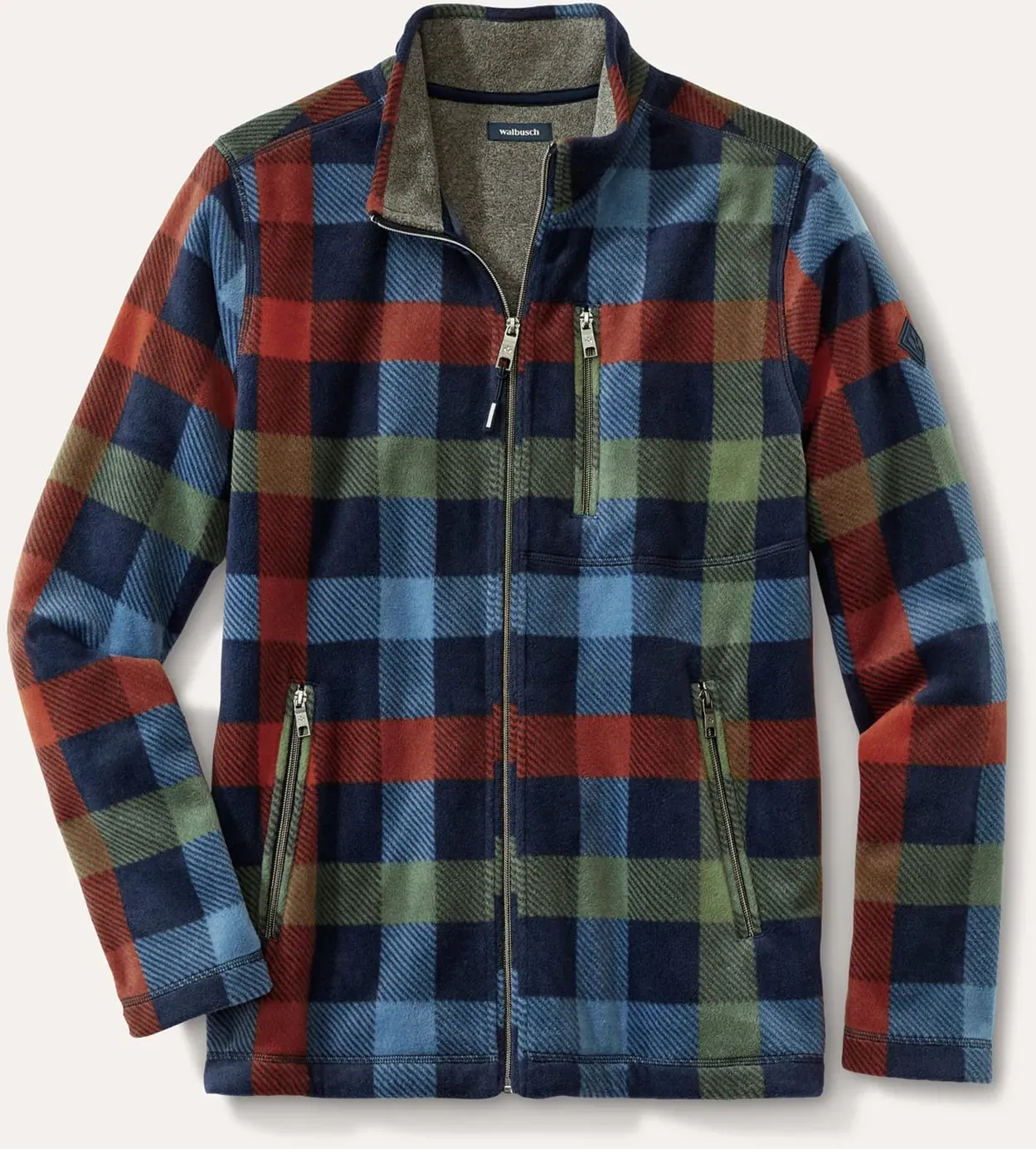 Walbusch Herren Huskyfleece Jacke Blau kariert