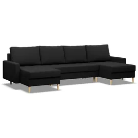 mebligo Ecksofa U-Form Schwarz 3-Sitzer