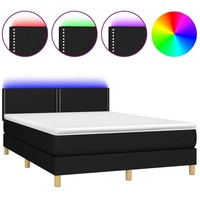 vidaXL Boxspringbett mit Matratze & LED Schwarz 140x200 cm Stoff