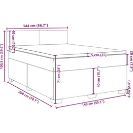 vidaXL Boxspringbett 140 x 200 cm Dunkelgrau